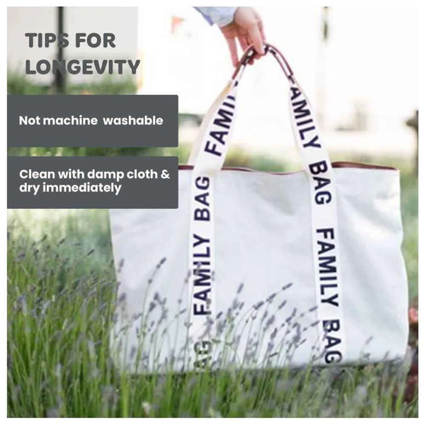 Signature Family Bag Off-White Canvas Material