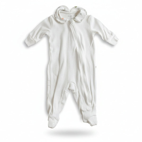 Infant Sleeper - White with birds print collar